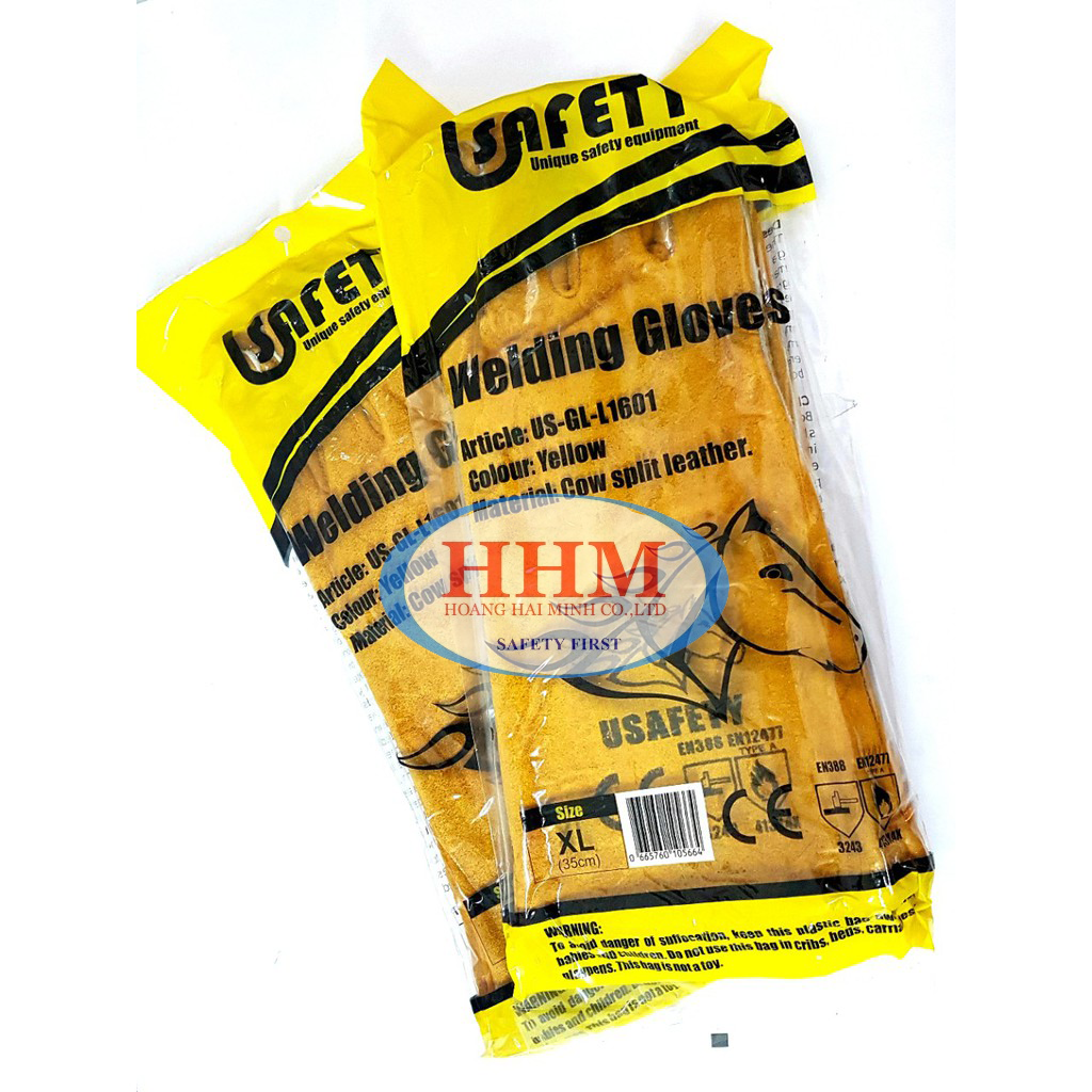 Găng tay da thợ hàn Usafety - màu cam