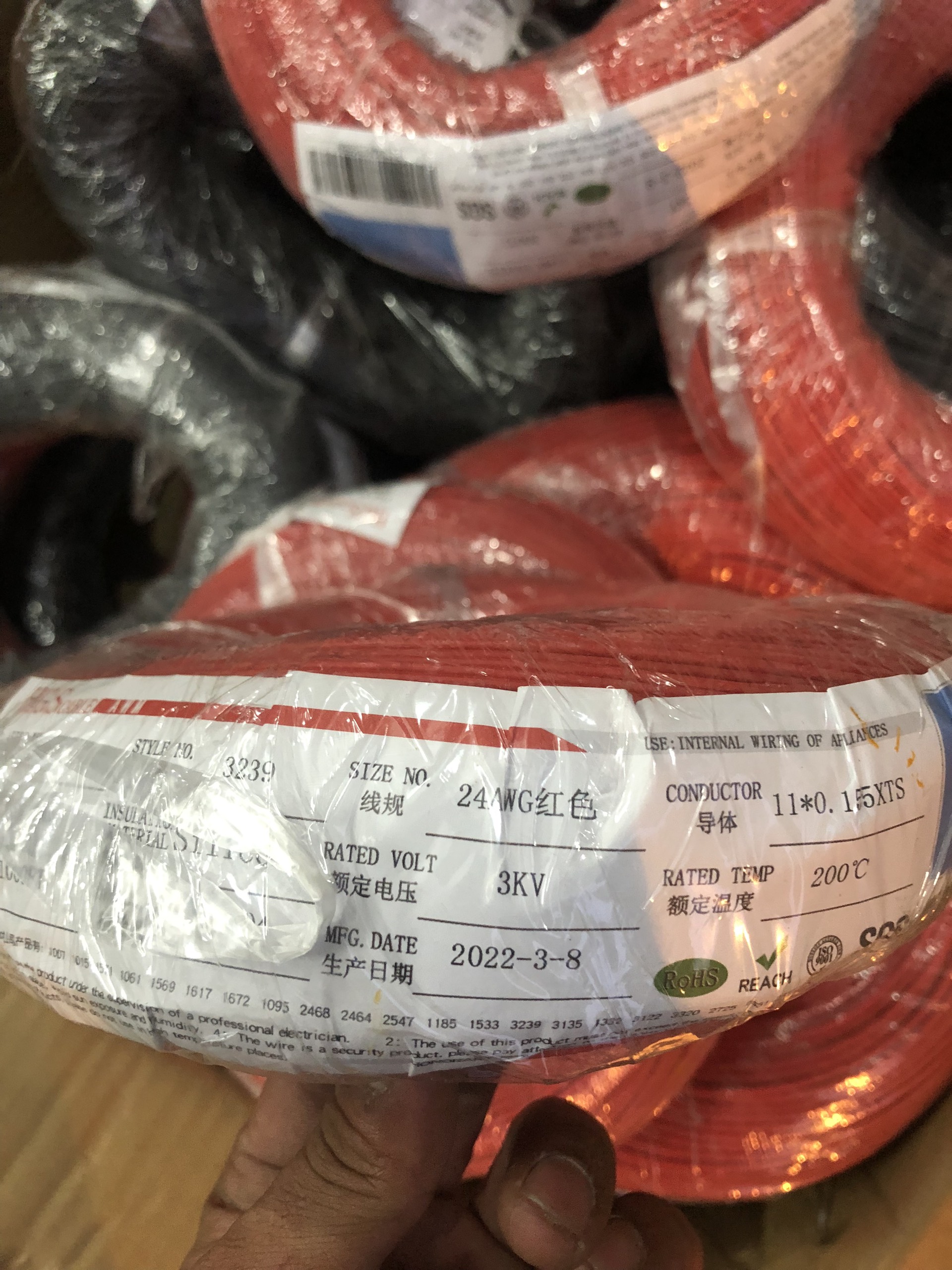 5m Roll of Ul3239 24 Awg Fire-Resistant Silicone Wire