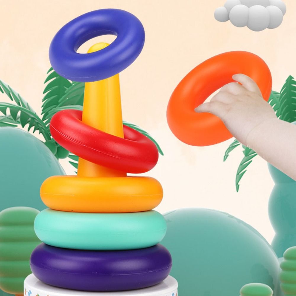 Kids Building Stacker Plastic Rainbow Stacking Musical Toy Rainbow ...