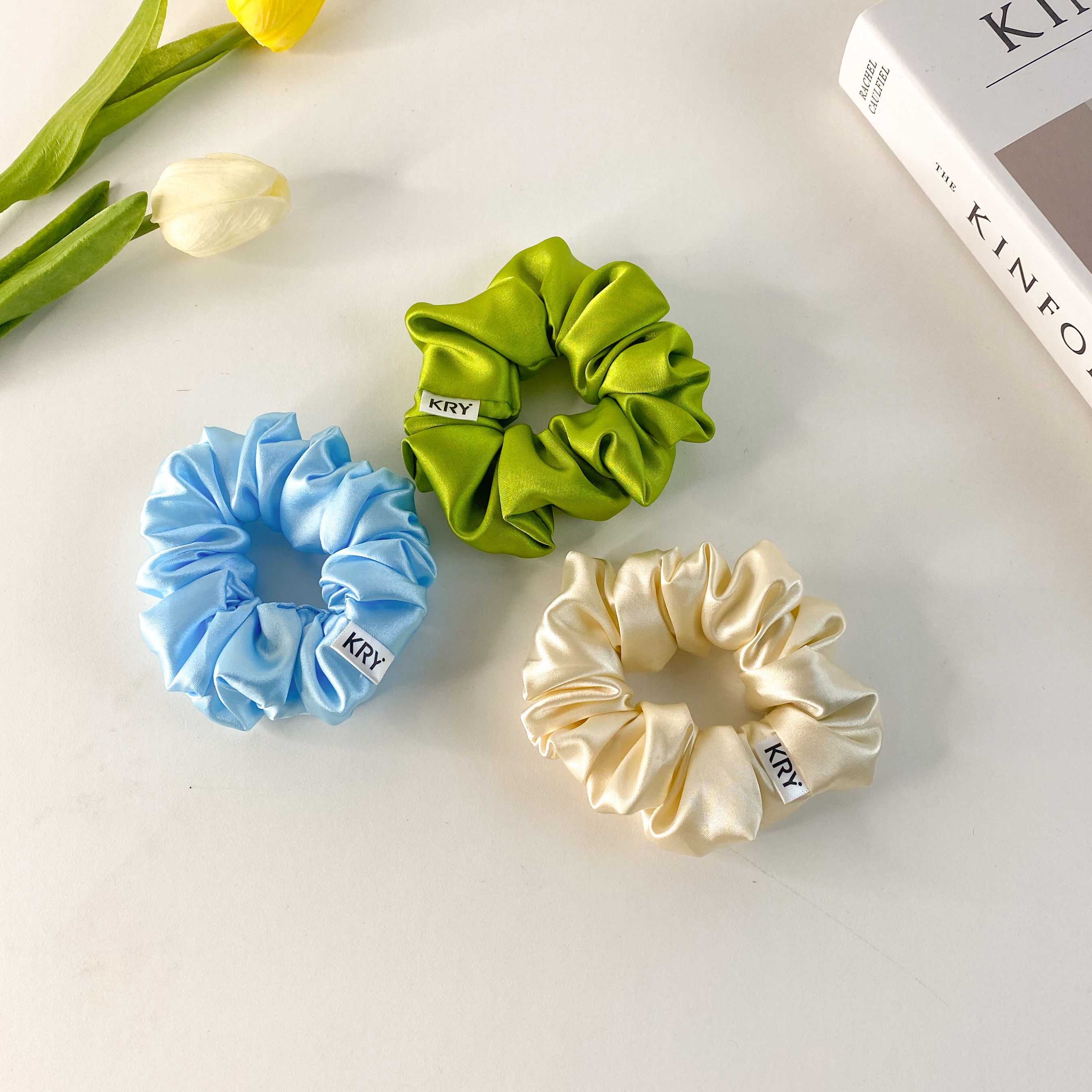 Dây buộc tóc srunchies lụa satin phi bóng giá sỉ made by Kry DT03