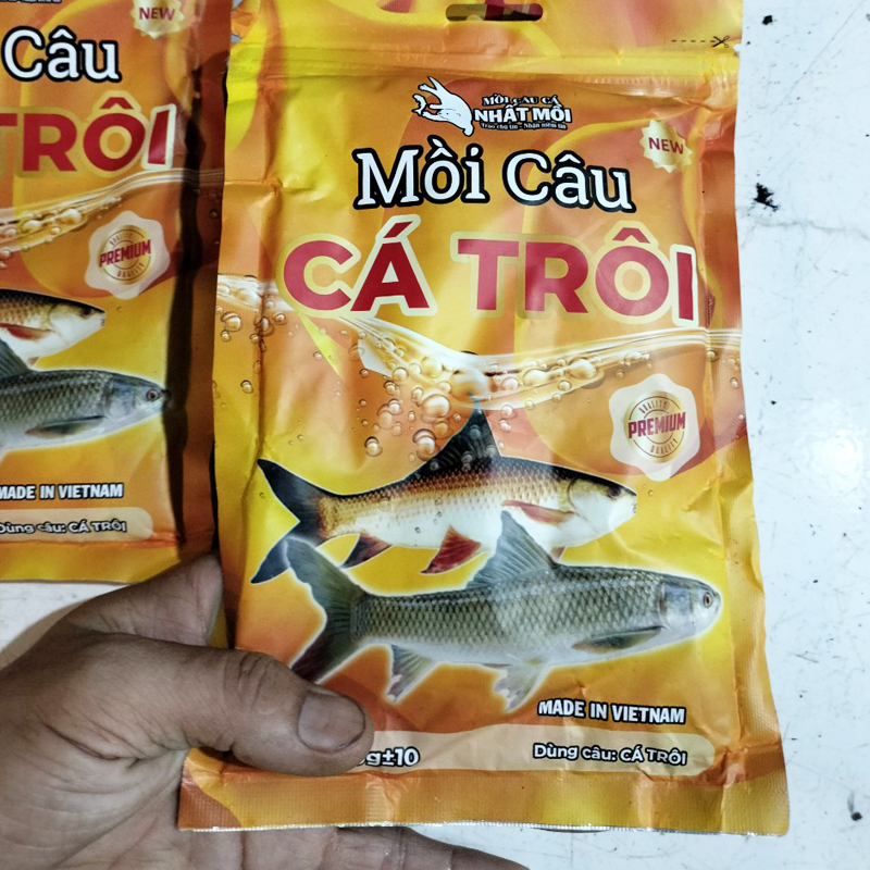 Mồi câu cá trôi, mồi câu cá nhất mồi, mồi câu phú thành gói vàng nặng 200g