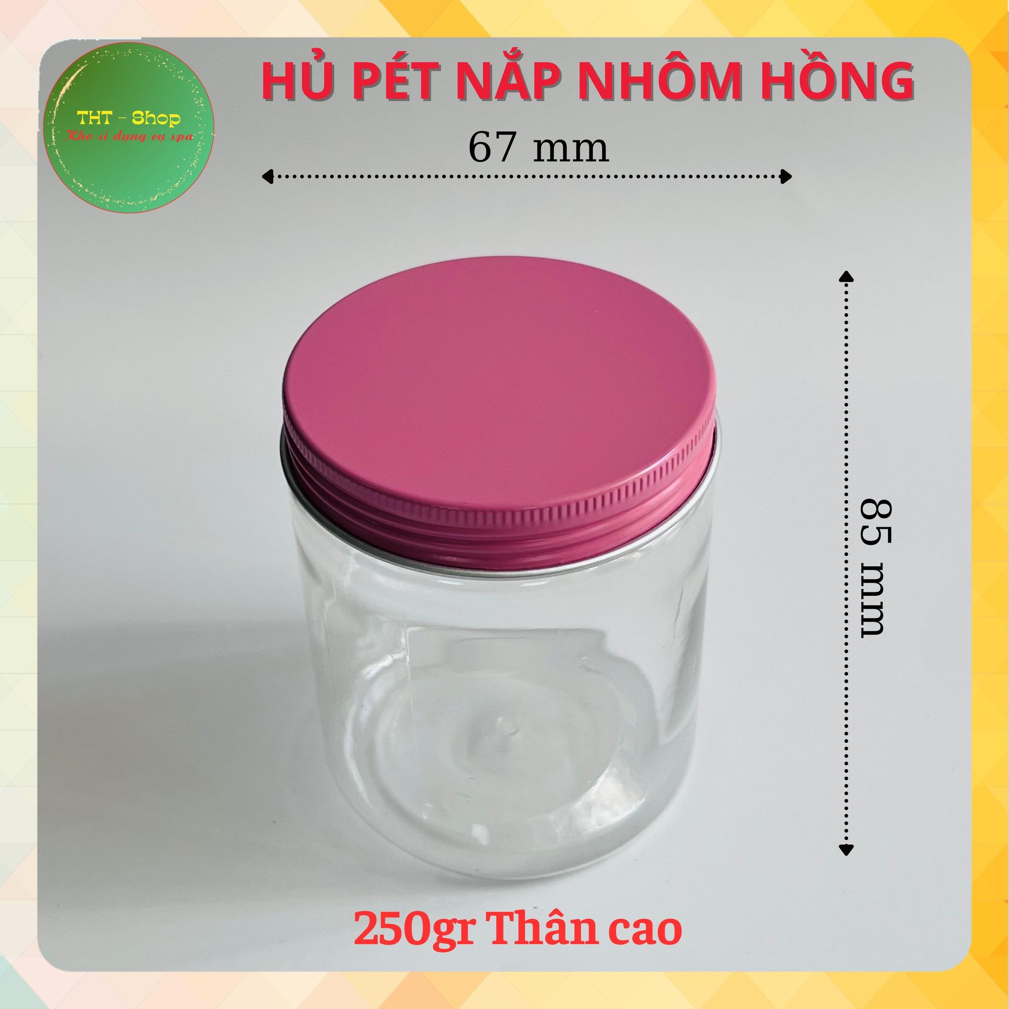 Hủ Pét nắp nhôm màu Hồng, có nắp lót chống tràn