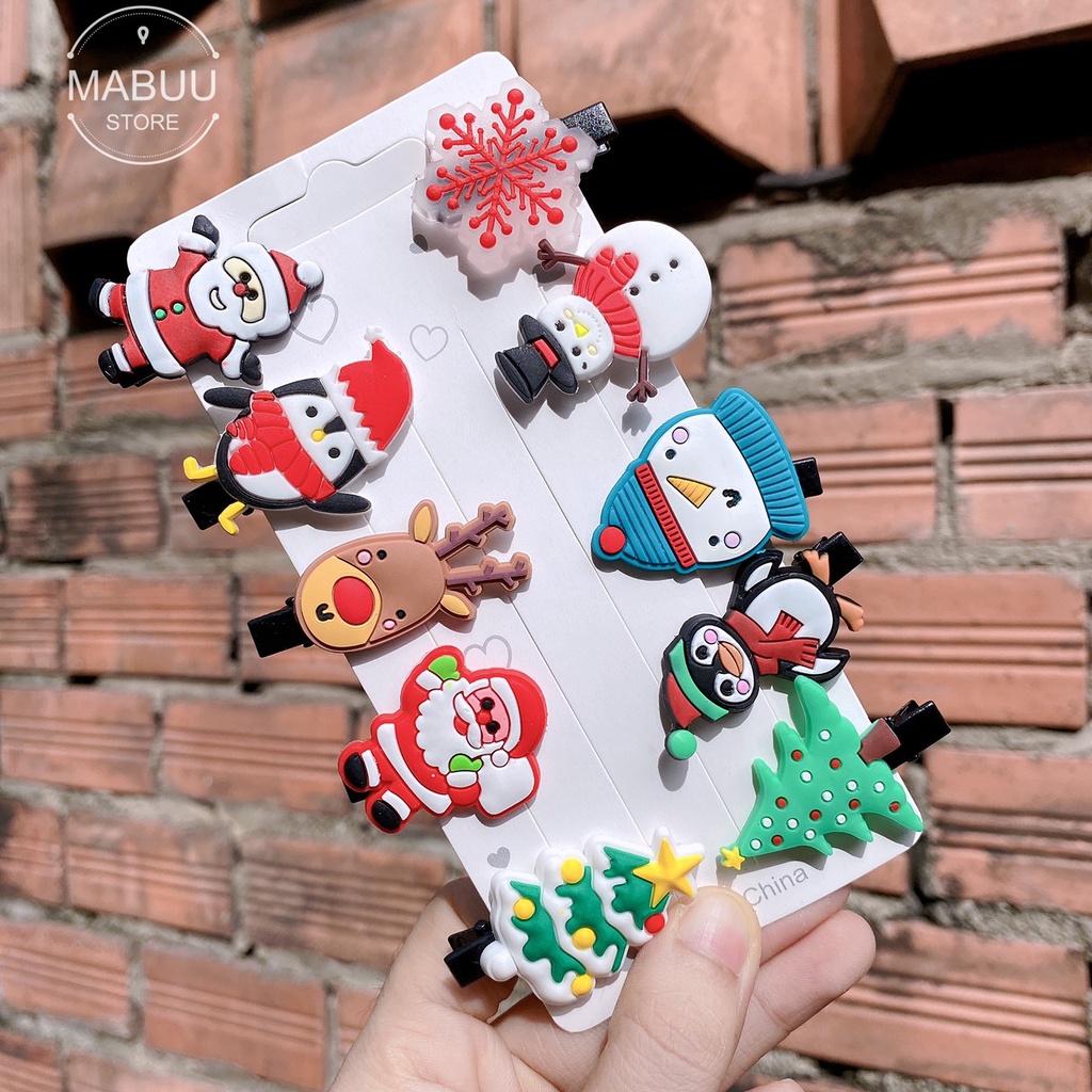 Set 10 Kẹp Tóc Giáng Sinh Đáng Yêu Cho Bé