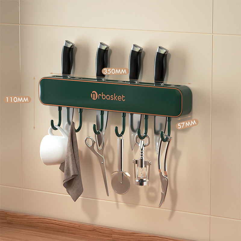 Kitchen knife holder Wall mounted kitchen shelf Non-punching strong adhesive hook Multi-function knife holder storage rack