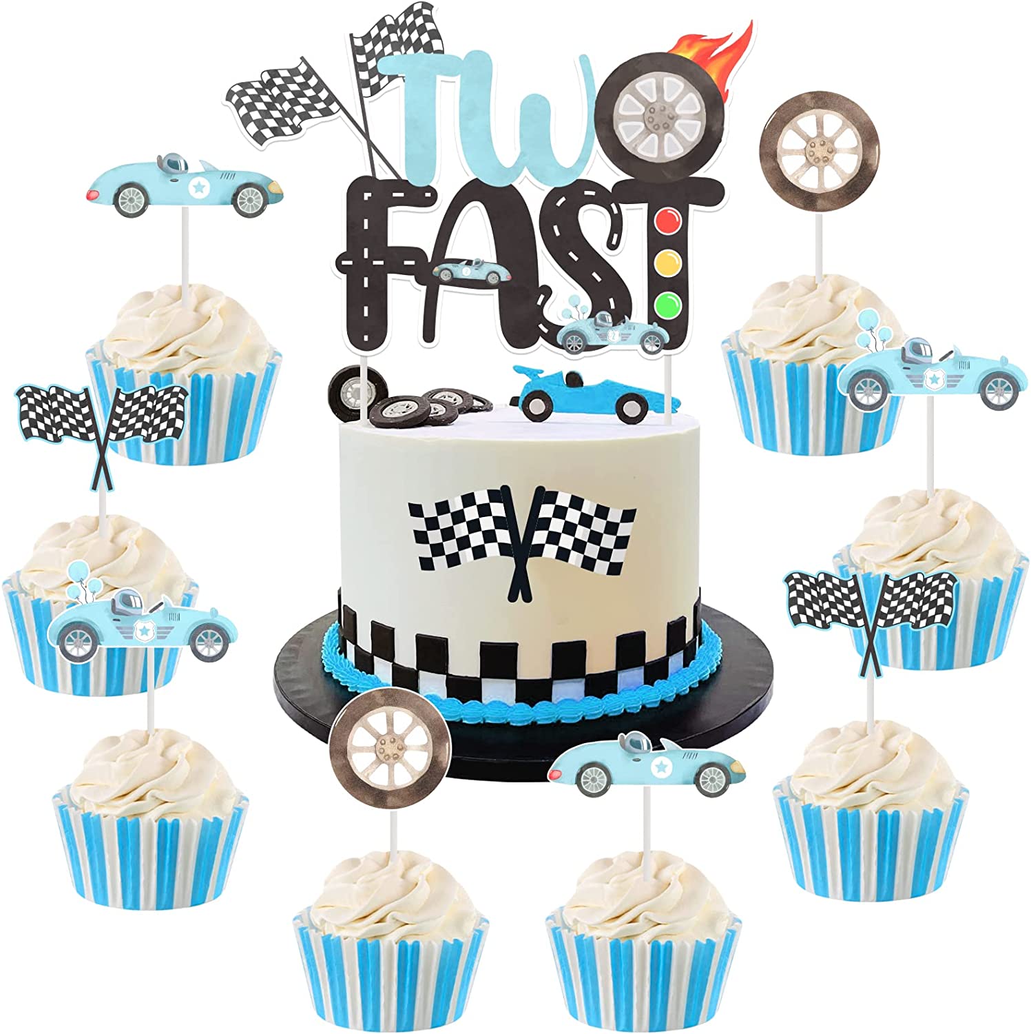 Delicious Cake Design - A cute racing car themed 1st birthday cake. Racing  cars hand cut from fondant zoom around the sides below the puffy fondant  clouds. A hand crafted little racing