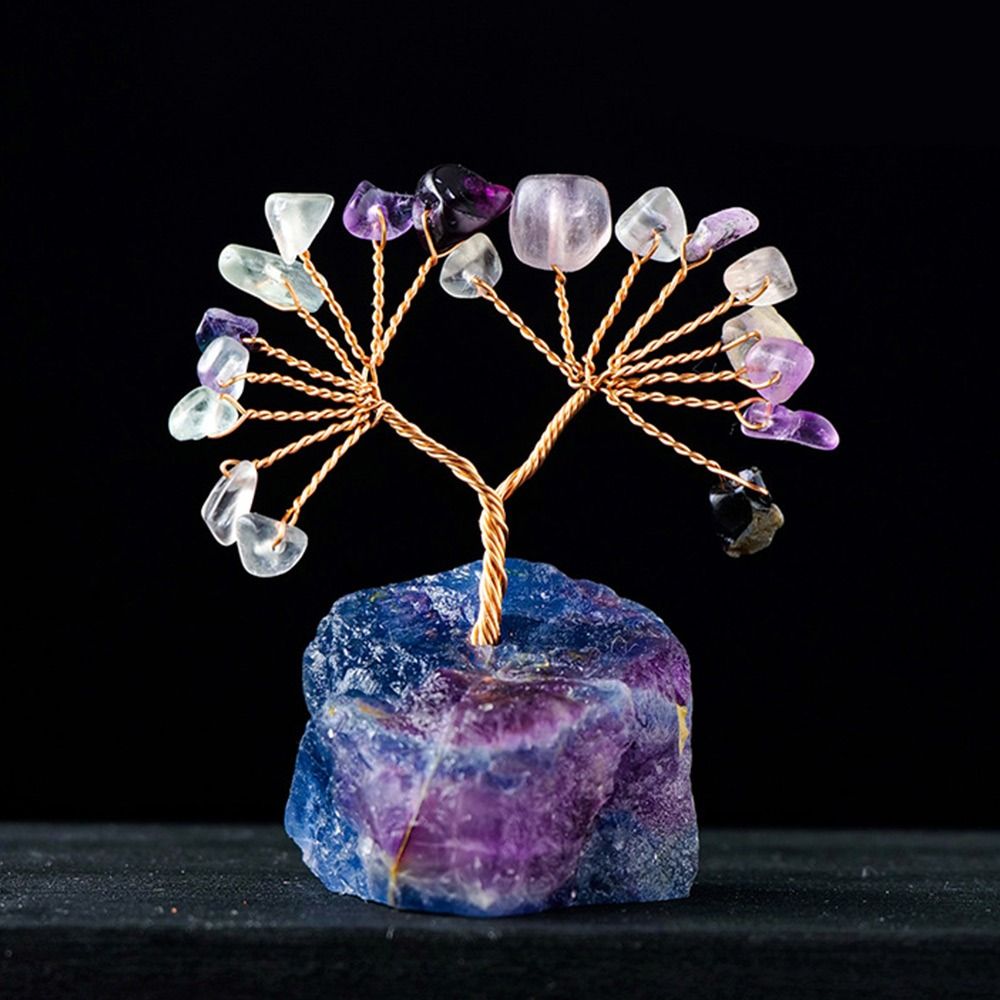 EASYEAH Nhiều màu Cây tiền pha lê Đế Đá Pha Lê Năng lượng luân xa Reiki Cây phong thủy Quà Tặng Đồ thủ công Cây pha lê may mắn