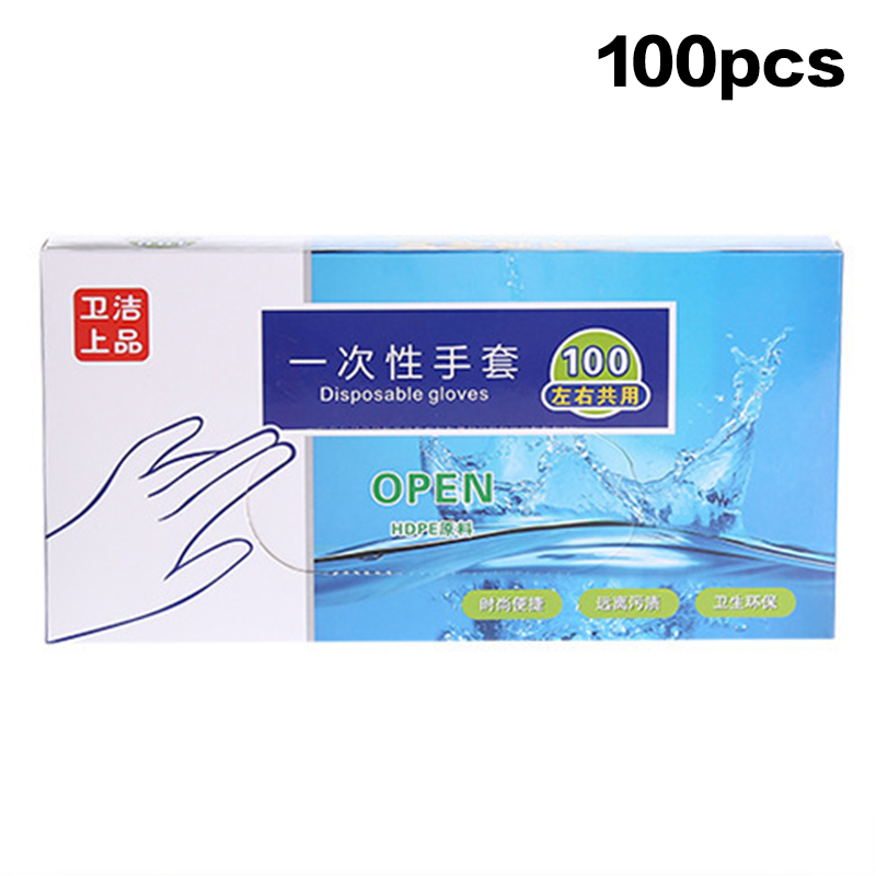 100/200pcs Latex Free Gloves PE Disposable Gloves Transparent Non-Slip Acid Work Safety Food Grade Household Cleaning Gloves. 