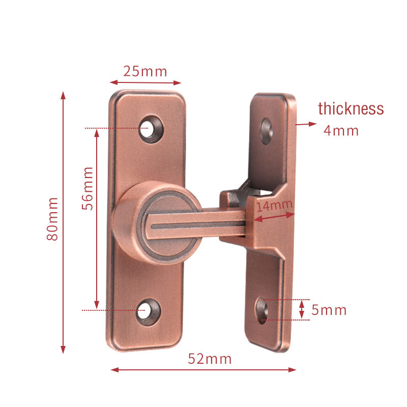 Nightglow plug, indoor non perforated door buckle, door bolt, bathroom door lock buckle, door latch, old-fashioned exposed room door latch