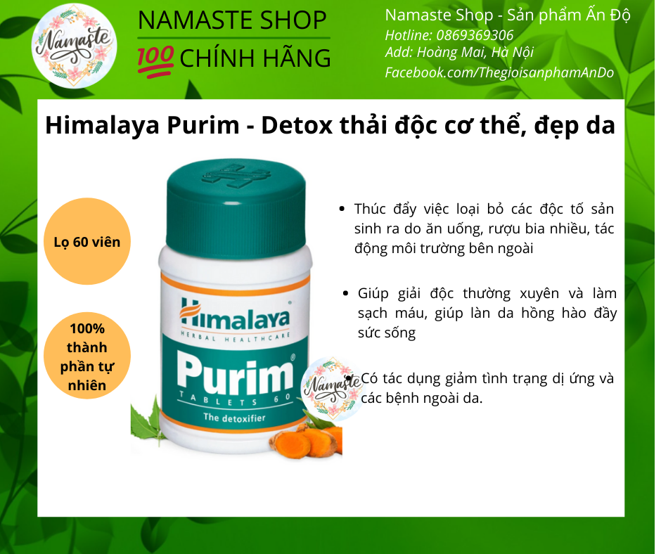 Himalaya Purim - Detox, thải độc và thanh lọc cơ thể, đẹp da