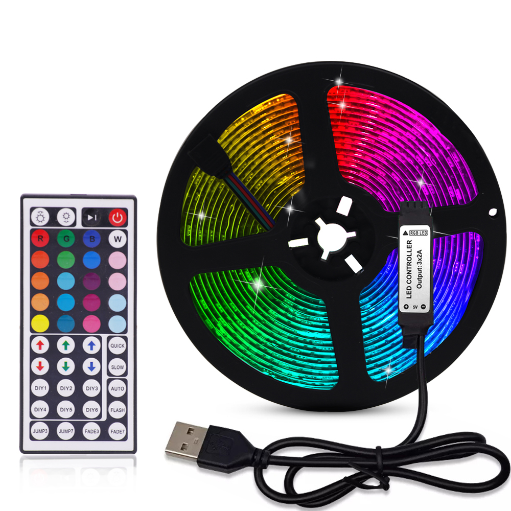 Dc%205v%205050%20Rgb%20Led%20Strip%20Usb%20Power%20Remote%20Control%205m%2010m%20Lights%20Tape%20Tv%20Backlights%20Holiday%20Decoration%200.5/1/2/3m%20Black%20-%20Image%204