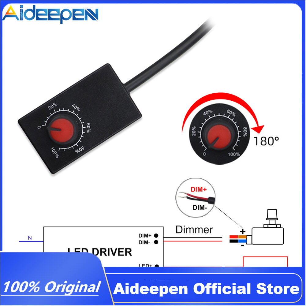 Aideepen DC 0/1-10V LED Dimmer Knob Controller Rotary Mini Switch PWM Dimming for Dimmable Interior Lighting Spotlight LED Driver