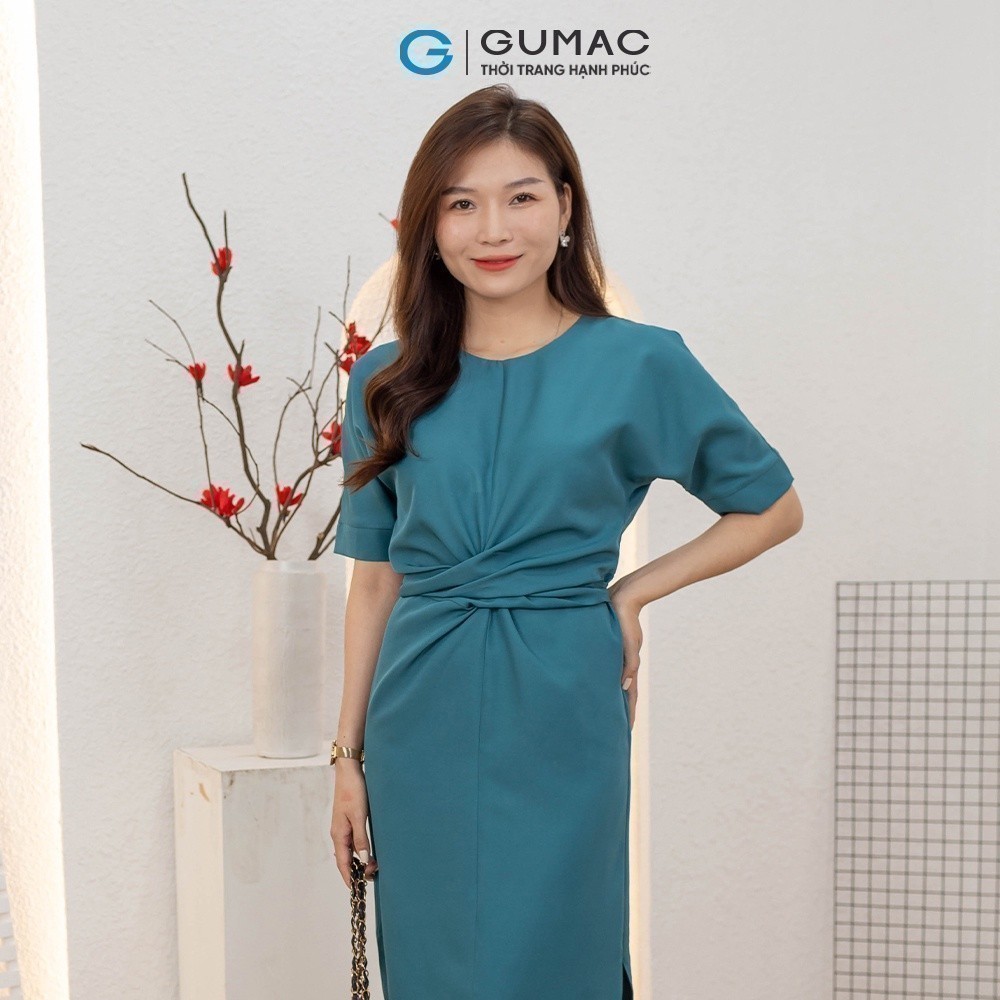 Đầm nữ xoắn eo cột nơ thời trang GUMAC DD03031