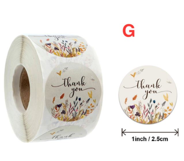 Cuộn 500 miếng dán Sticker "Thank You" - 1 style (đường kính nhãn dán 2,5cm)