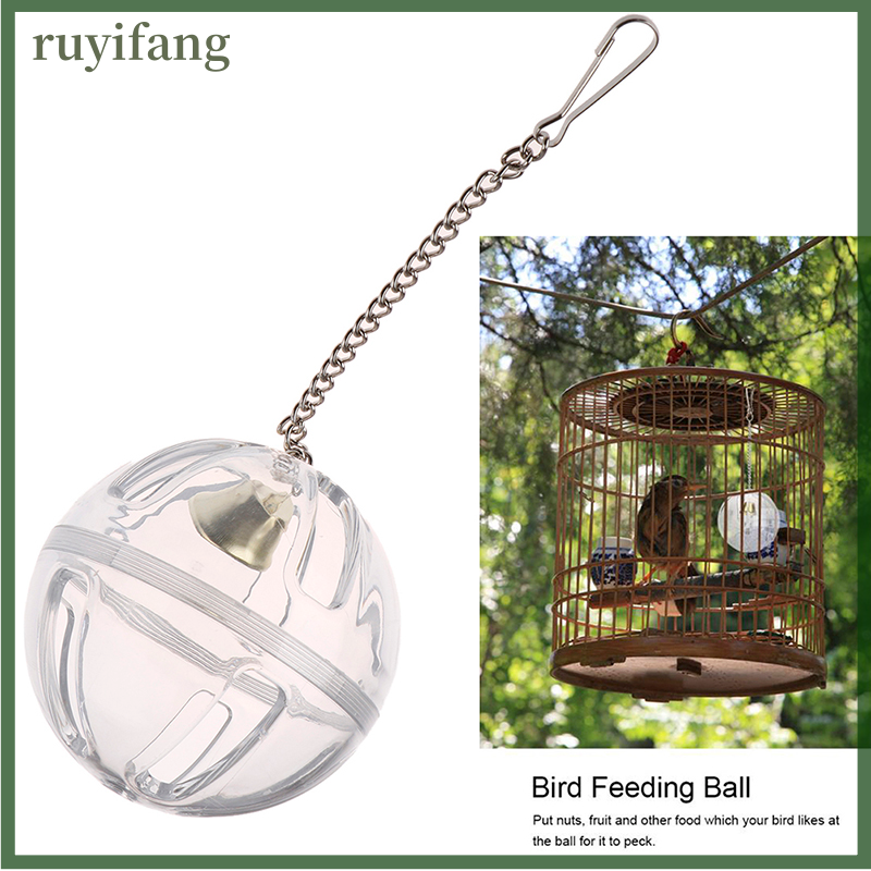 Ruyifang Parrots Ball Feeder Hanging Cage Feeding Birds Bell Foraging Chain For Treats