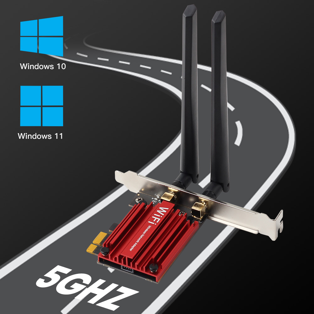 1800Mbps Wifi 6 MT7921 PCI Express Wireless Adapter Bluetooth 5.2 Dual Band 802.11AX/AC Wi-fi Network Card Windows 10 11. 