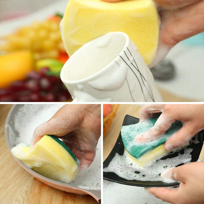 1 miếng bọt biển chà pad rửa chén làm sạch bàn chải
