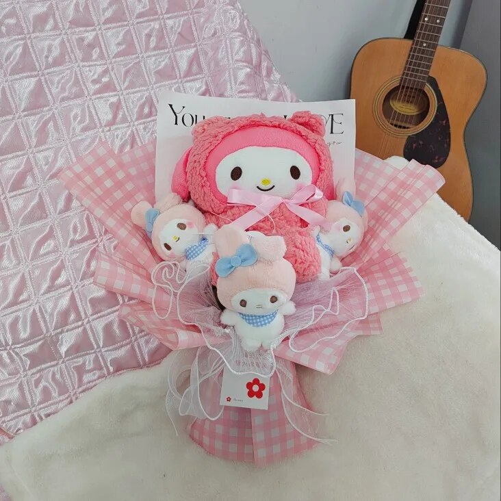 Kuromi Cartoon Bouquet Sanrioed Plush Doll Kawaii Pocho Cinnamoroll ...