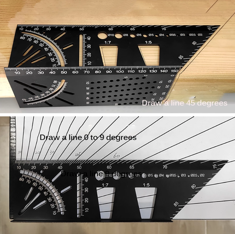 [ On Sale ] Multi-functional 45/90 Degree Angle Ruler Precisie Woodworking Square Ruler Scribing Gauge