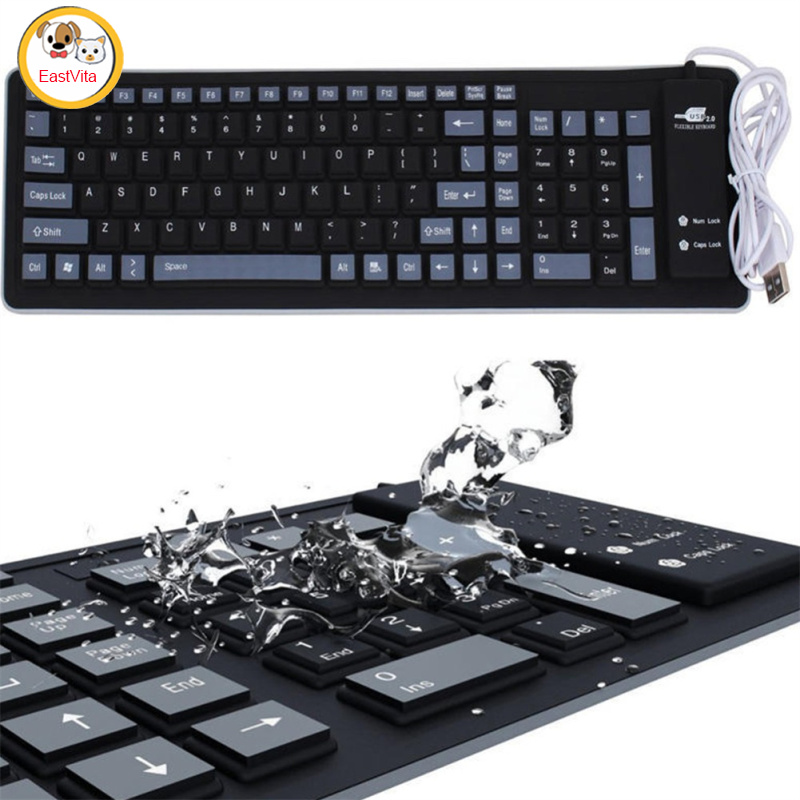 Portable Silent Foldable Silicone Keyboard Usb Flexible Soft Waterproof Roll Up Keyboard For Pc Laptop