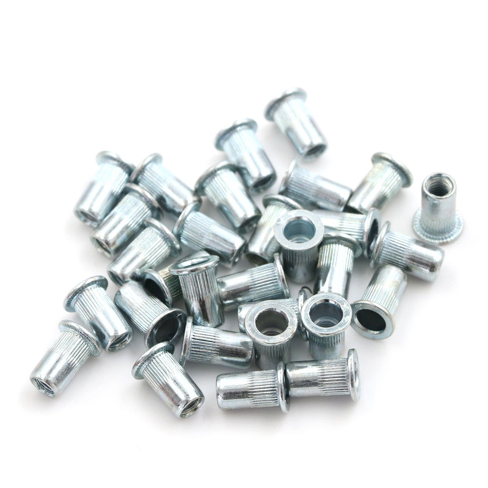 10 chiếc đai ốc đinh tán kẽm trắng Hợp kim Rivnut Đầu phẳng Đinh tán chèn đai ốc nắp đinh tán M3 M4 M5 M6 M8 M10 M12