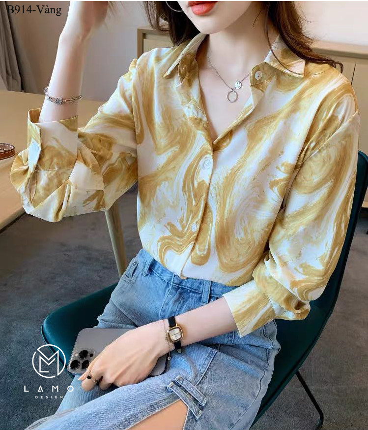 Áo sơ mi công sở nữ hoạ tiết mango  B914