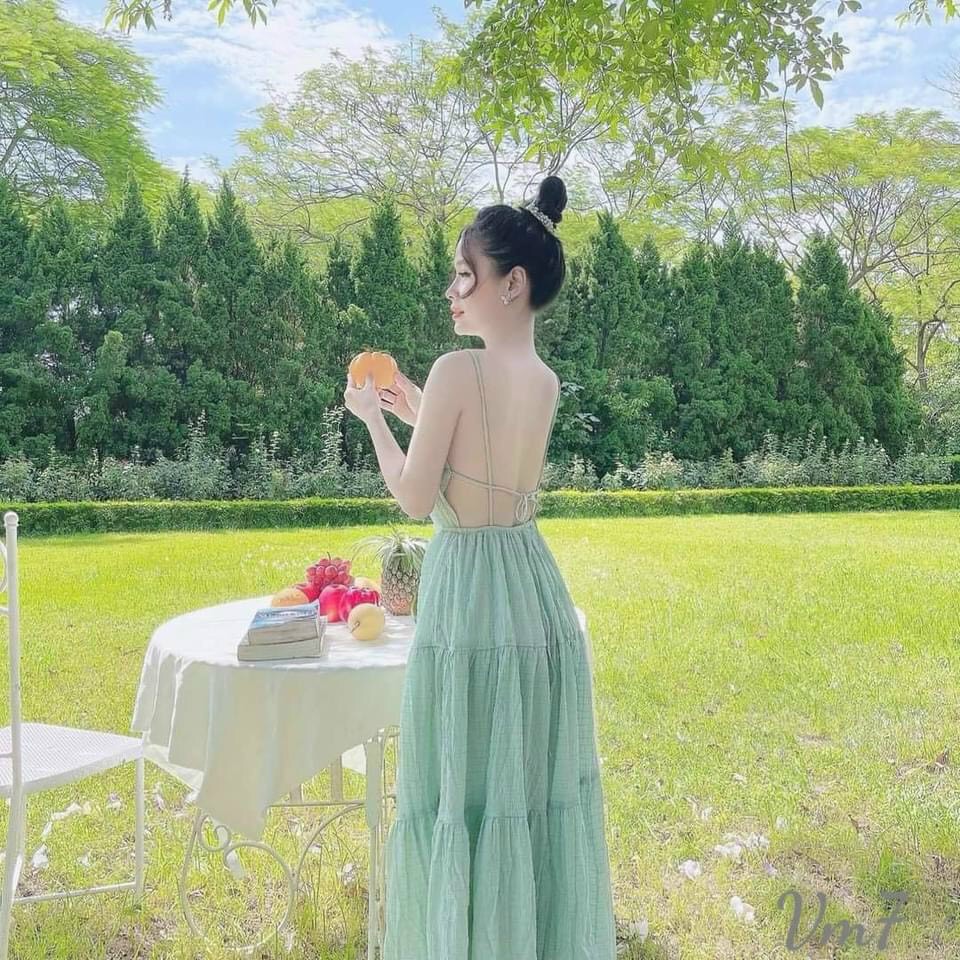 Maxi dao phố đi biển cột nơ sau