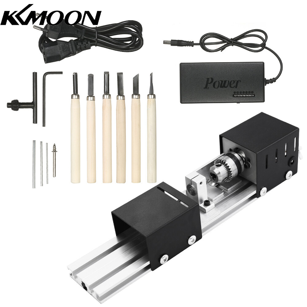 KKmoon 100W Mini Beads Machine Miniature Lathe DIY Woodworking Buddha Pearl Lathe Grinding and Polishing Beads Wood Working DIY Lathe Polishing Drill Rotary Tool 12-24VDC