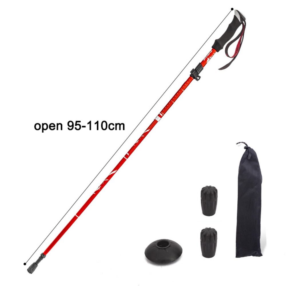 CRYSTAL Hiking Aluminium Alloy Folding Mountain Climbing Cane Easy Put ...