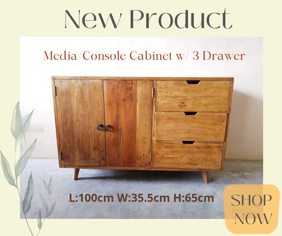 SOLID WOOD MEDIA/CONSOLE w/ 3 DRAWER Lazada PH