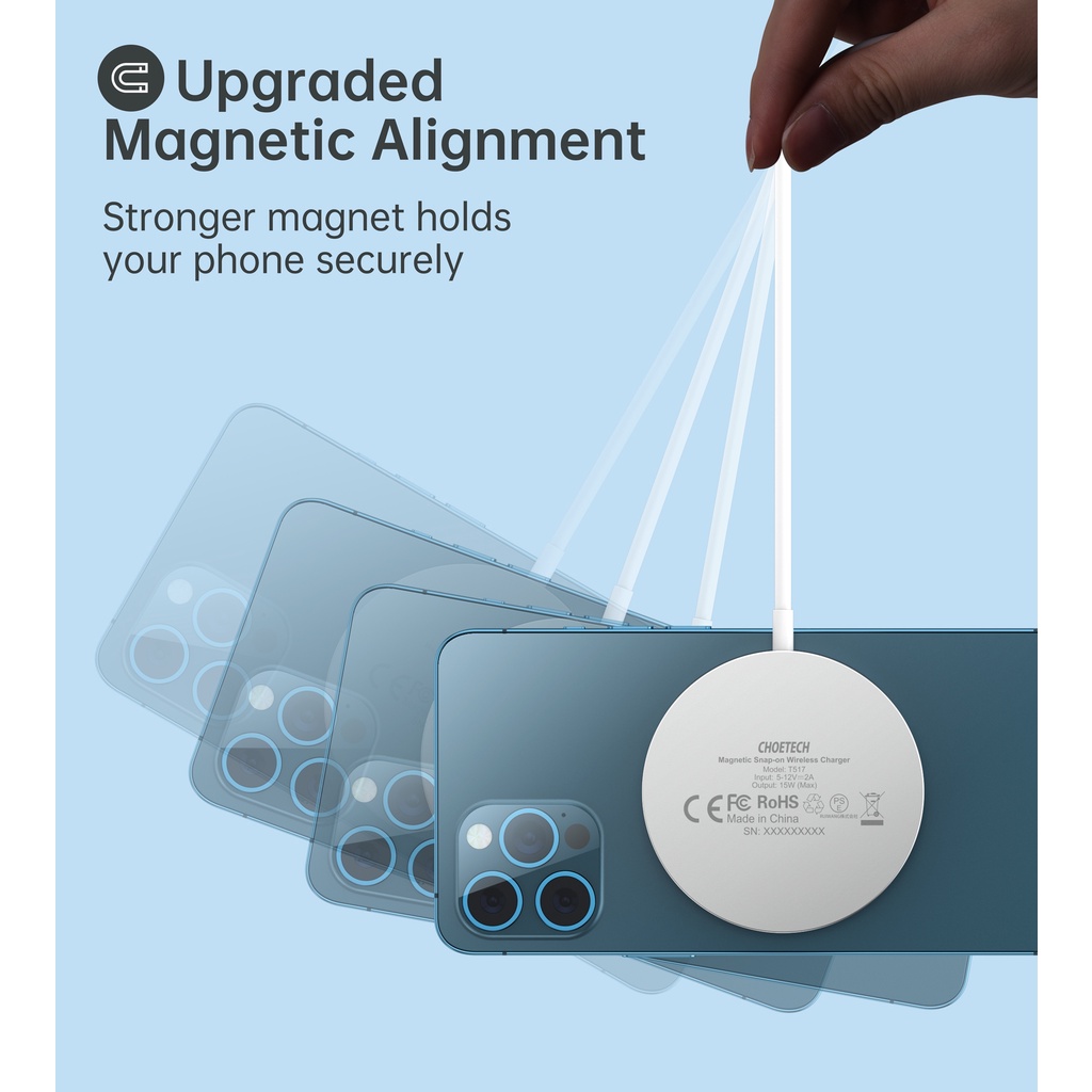 CHOETECH T517-F 15W Magnetic Fast Wireless Charging Stand Holder