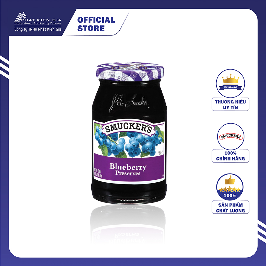 Mứt Việt Quất Smucker's 340g - Nhập Khẩu Mỹ | Smucker's Blueberry Preserves 340g