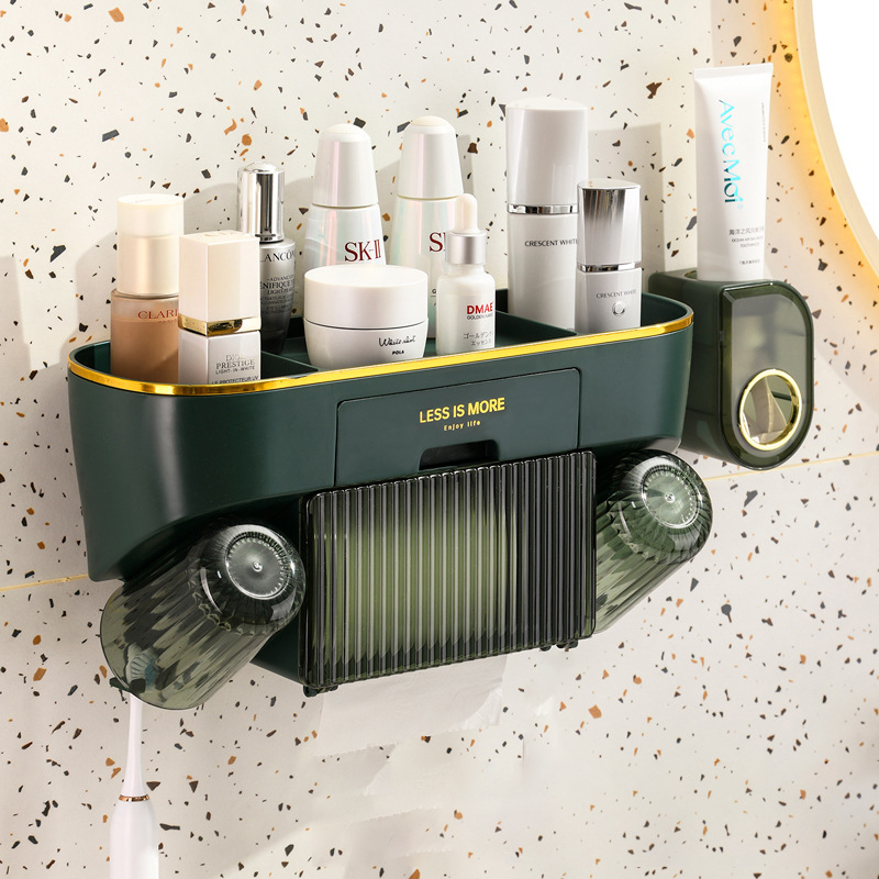 Toothbrush holder, non perforated toothpaste cup holder