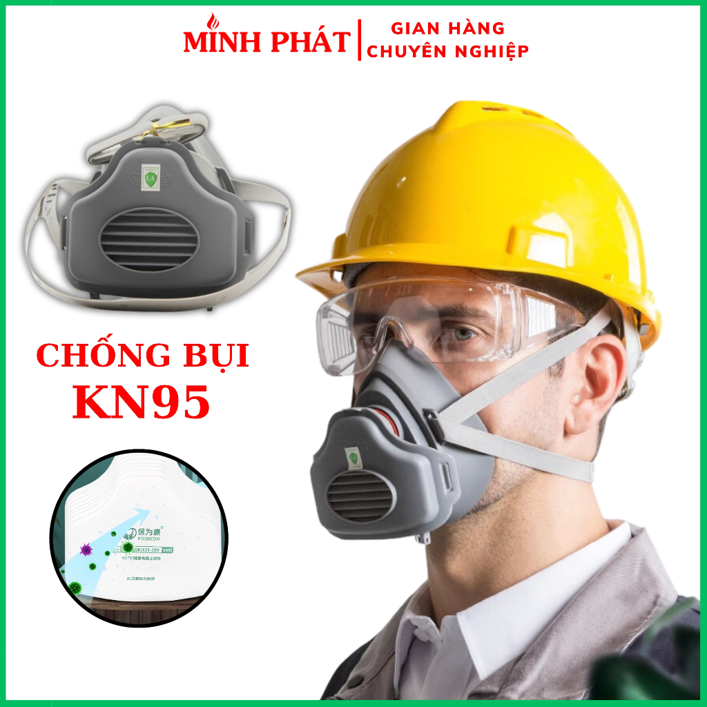 Mặt nạ chống bụi sơn nước minh phát 3200, mặt nạ phun thuốc trừ sâu,phun sơn,chống khói bụi
