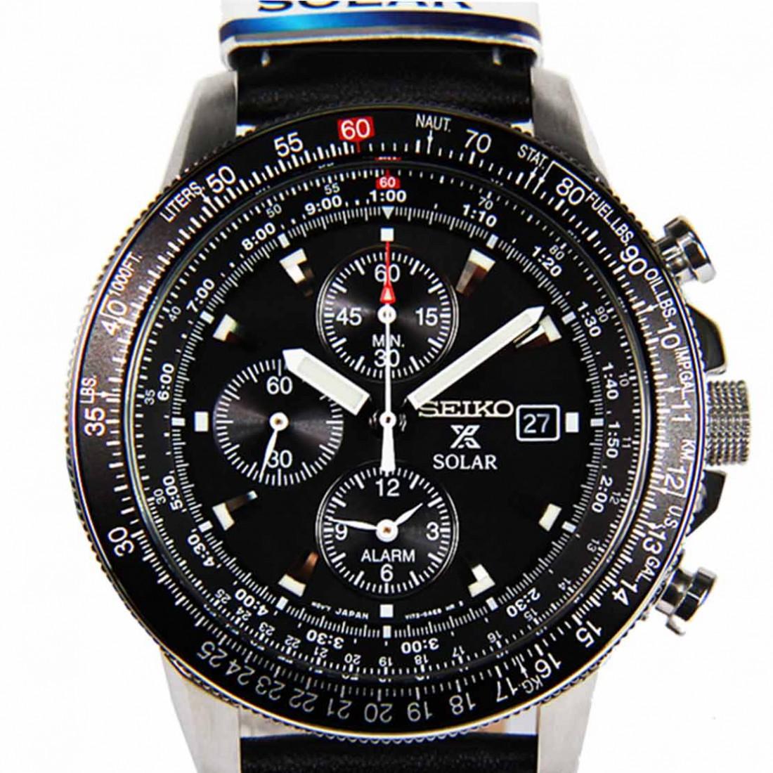 Seiko SSC009P3 SSC009 SSC009P Flightmaster SOLAR Prospex Leather PIlot  Watch | Lazada Singapore