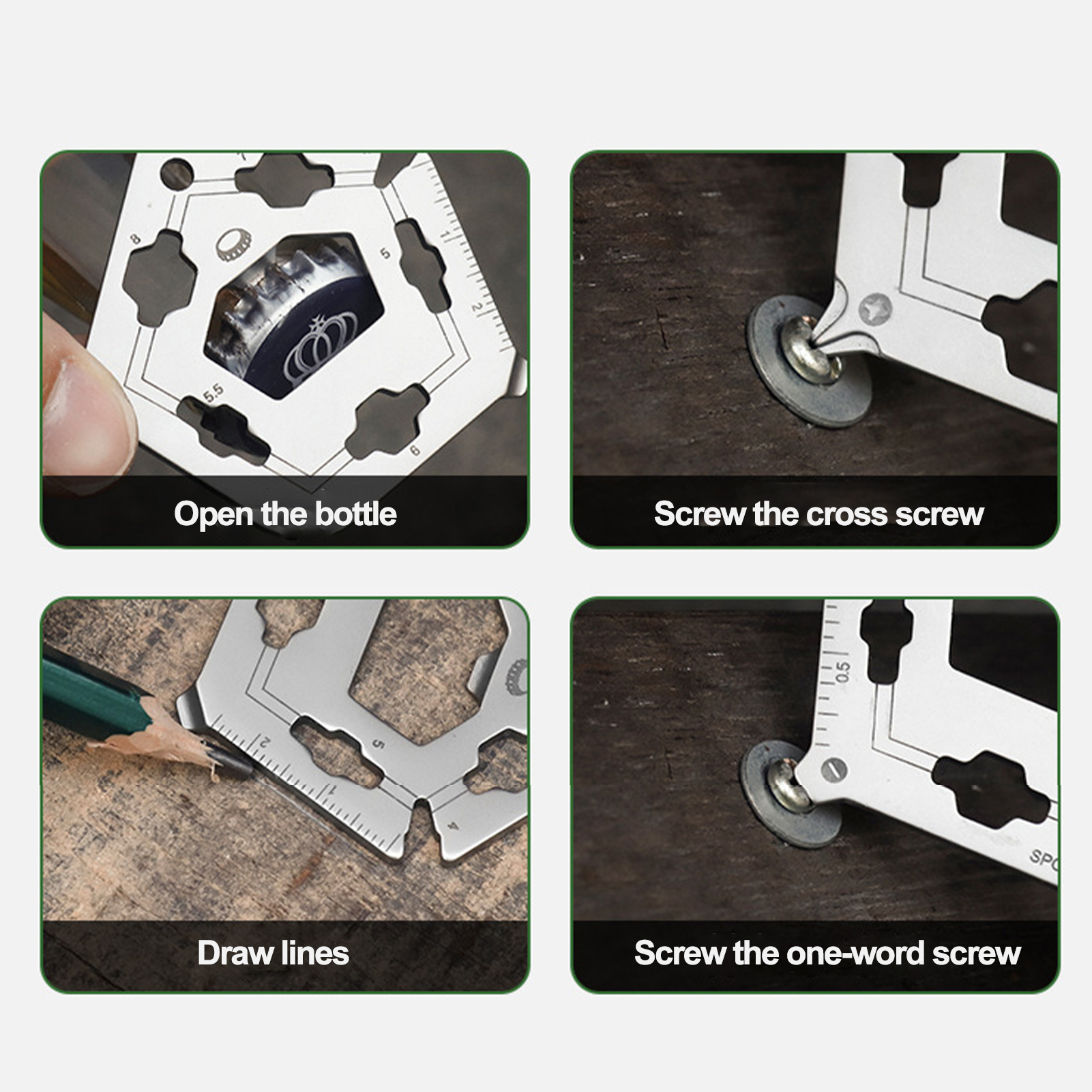 Ghxdryuru Handheld Tools Keychain Multi-tool 12-in-1 Stainless Steel Pocket Multi-tool Portable Handheld Tool with Ruler Bottle Opener Hex Wrench Perfect Father's Day Gift Keychain Gadgets for Outdoor Use