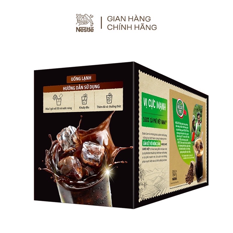 Cà phê đen hòa tan NESCAFÉ Café Việt Cà phê đen đá (Hộp 15 gói x 16g)