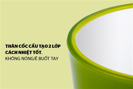 Cốc cách nhiệt 2 lớp Biozone 310ml màu xanh