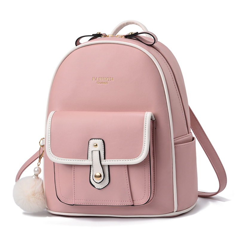C&K Women's Bag Women's Large Capacity Backpack Fashion Versatile Trendy Backpack Black White Large and Small Backpack