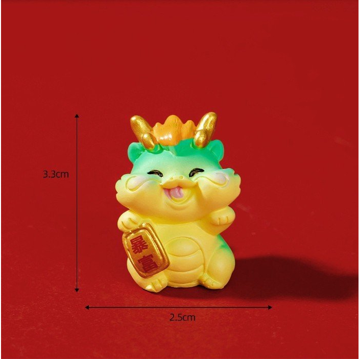 Mô hình tượng rồng vàng may mắn trang trí tiểu cảnh, terrarium cây mai, cây đào ngày tết năm giáp thìn