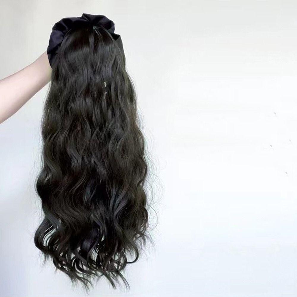 Anemone tóc giả dài xếp ly cài tóc giả bằng sợi tổng hợp màu nâu đính đá chất lượng cao thời trang dành cho nữ