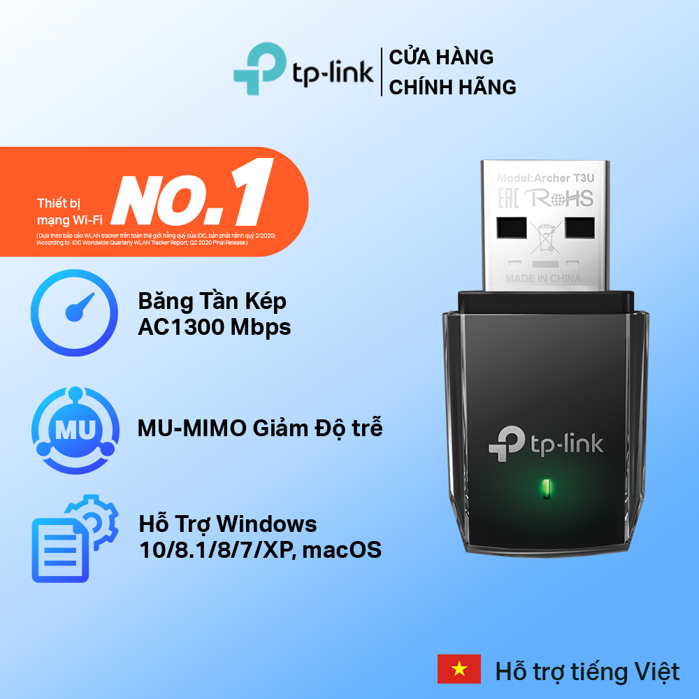 USB Wifi TP-Link Archer T3U Plus Dual Band AC1300Mbps (Hàng chính Hãng TP-Link Việt Nam)