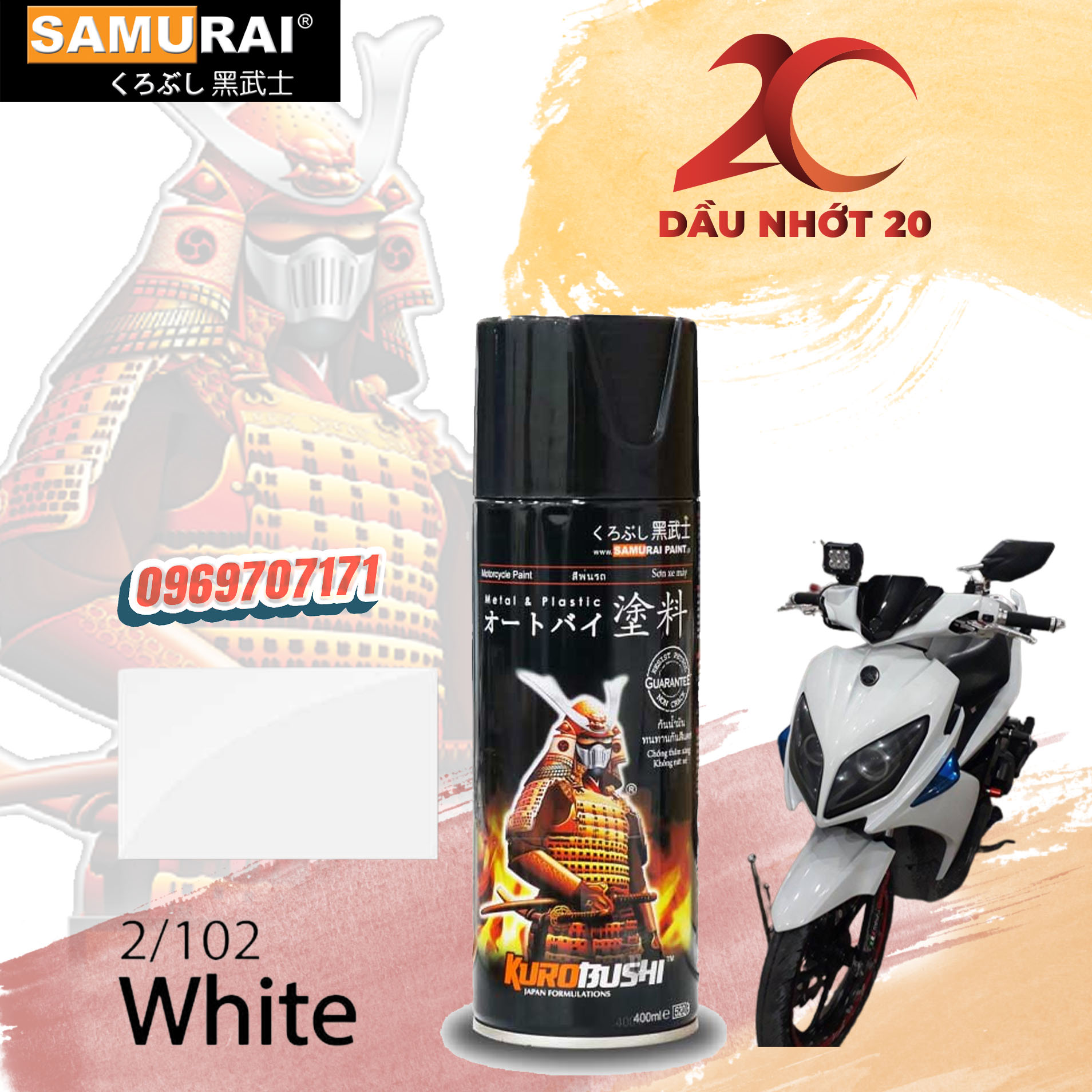 [HCM]Samurai 102 - sơn xịt samurai 102 màu trắng
