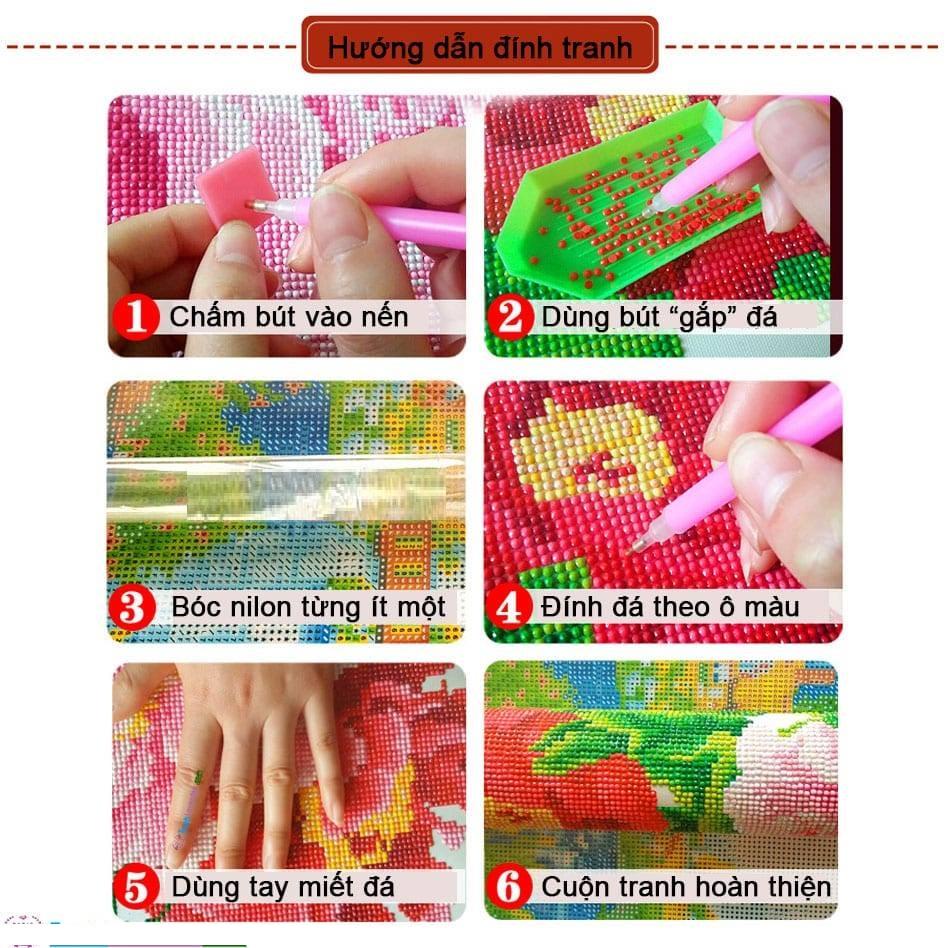 Tranh đính đá cha mẹ 73cm x 50cm