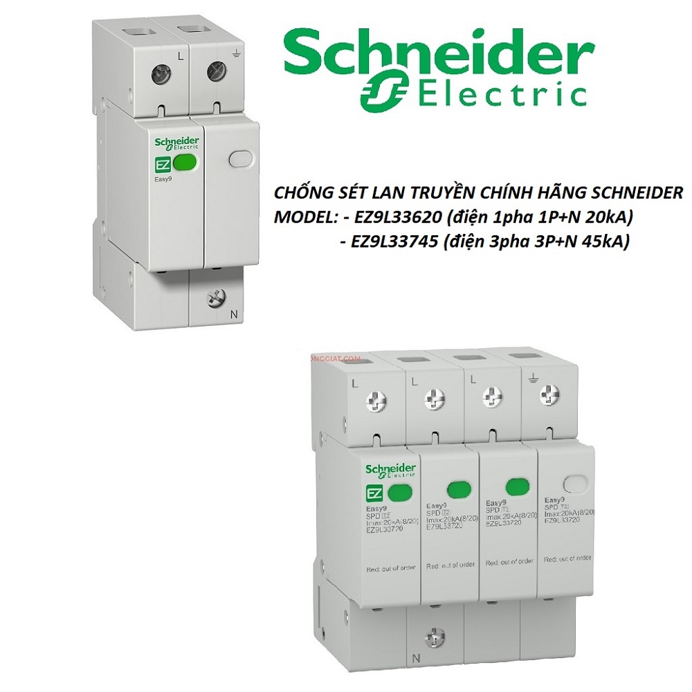 Chống sét lan truyền điện 1pha và 3pha chính hãng Schneider
