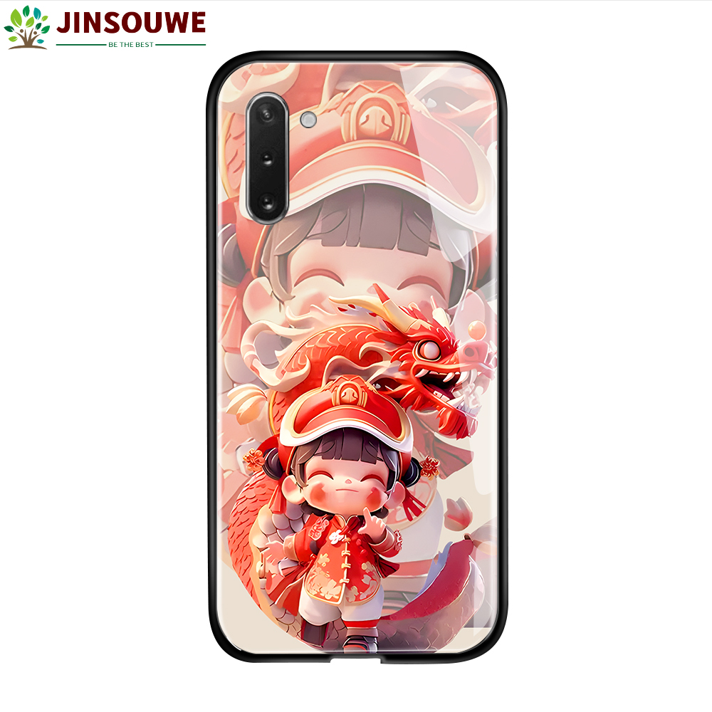 Jinsouwe Casing For Samsung Galaxy Note 10 Note 10 Lite Note 10 Plus Note 20 Note 20 Ultra Note 8 Note 9 Cartoon Dragon Baby Phone Case Shockproof Case Smooth Tempered Glass Protective Case