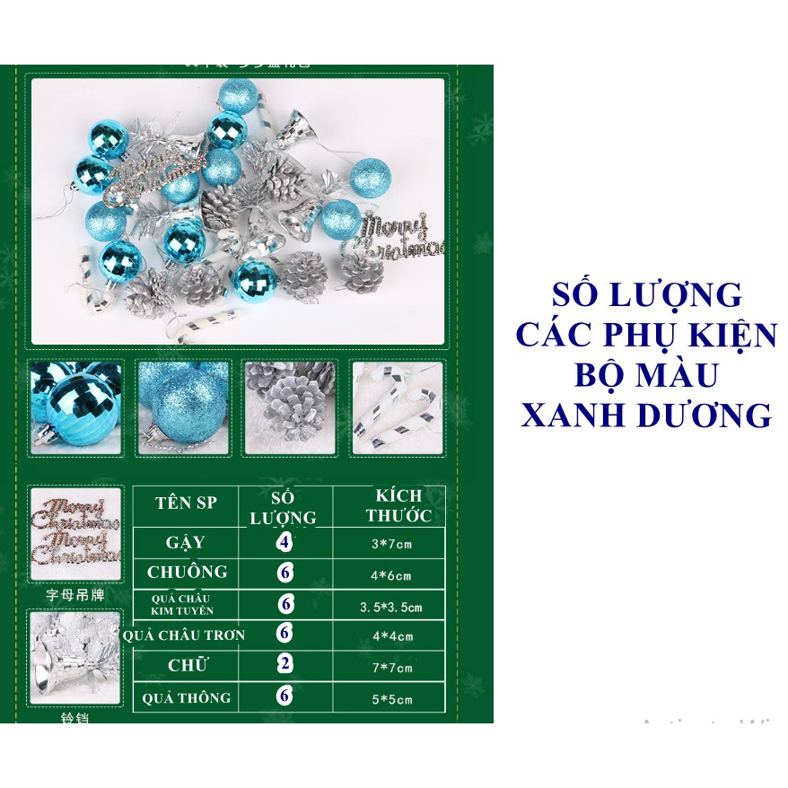 Bộ phụ kiện trang trí noel nhiều món MẪU E16