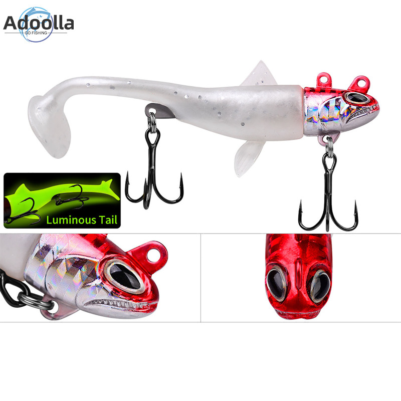 Adoolla T-tail Fishing Bait With Treble Hooks Long-casting Lure Soft Bait  Submersible Lure Fishing Tools