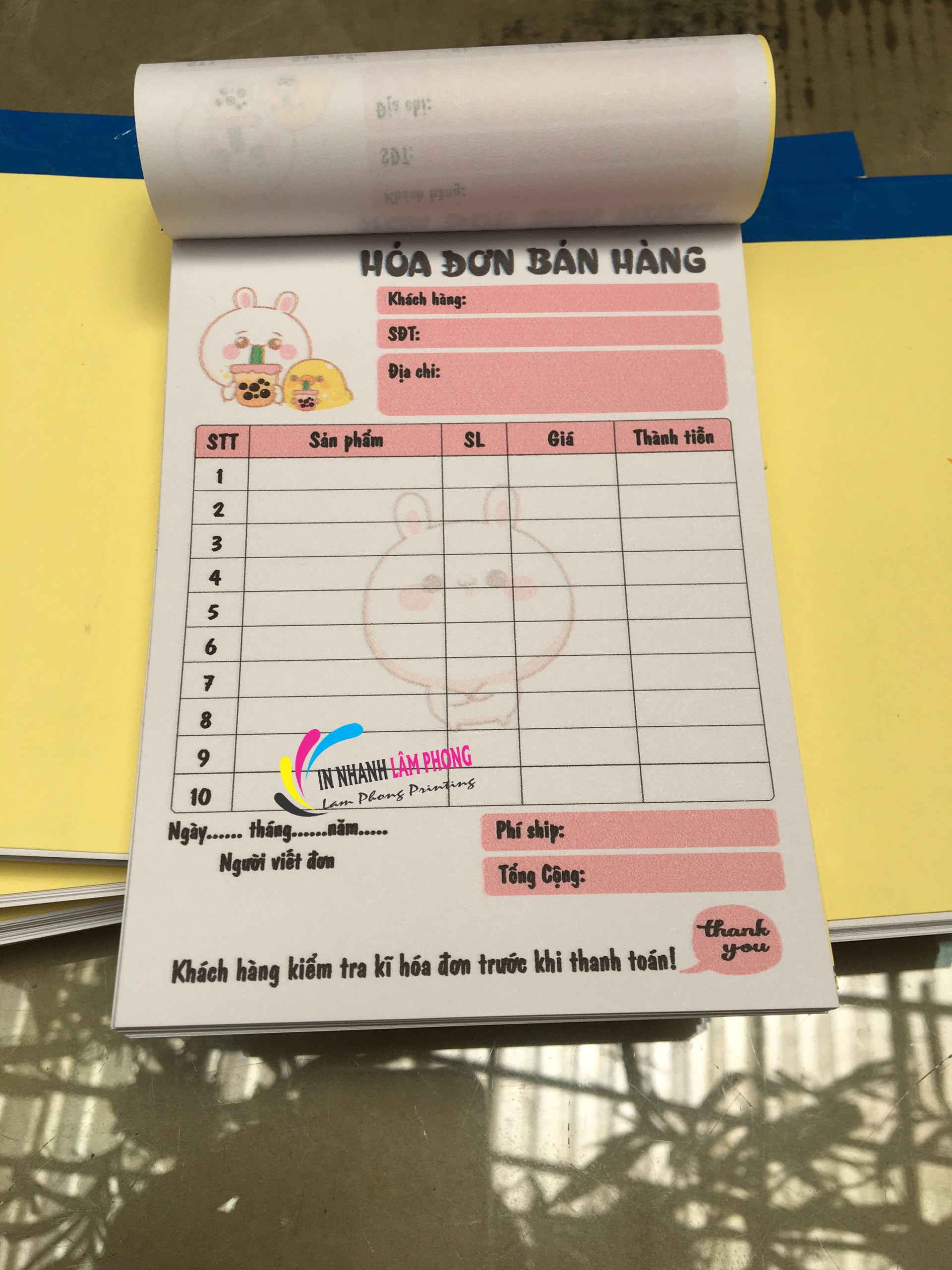 (Free Ship) Cuốn 100 Tờ Hoá Đơn Bán Lẻ Cute Size Lớn 15*21