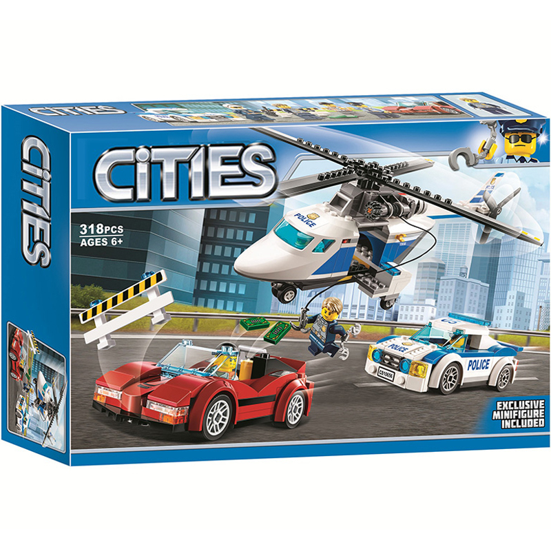 LEGO Education 60243 Máy bay trực thăng cảnh sát truy đuổi xe cảnh sát theo dõi xe tải nặng 60137 Đồ chơi xây dựng