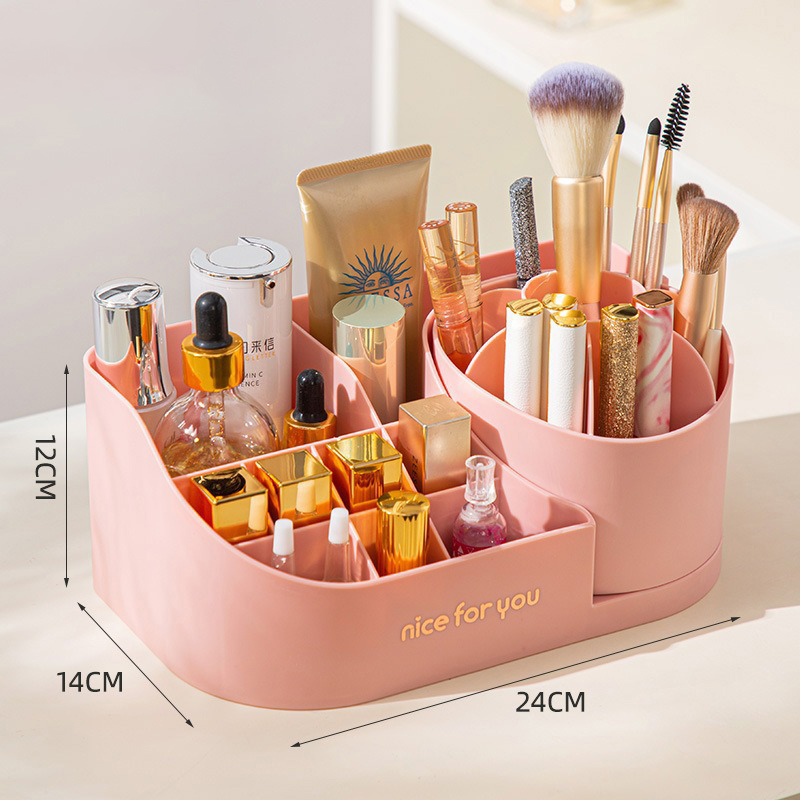 Divided pen holder, dressing table, skincare shelf, rotating makeup box, desktop cosmetics storage box, makeup brush bucket
